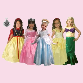 Traditional Princess Dress-Up Set & Necklace, Medium (3-5)